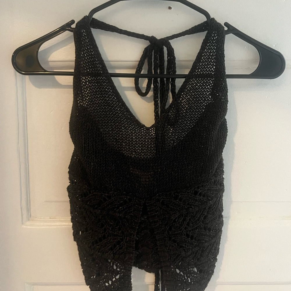 Black Knit Halter Top